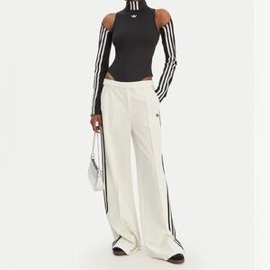 ADDIDAS SPORT TAILORED PANTS WHITE WIDE LEG- SIZE 6-NWT